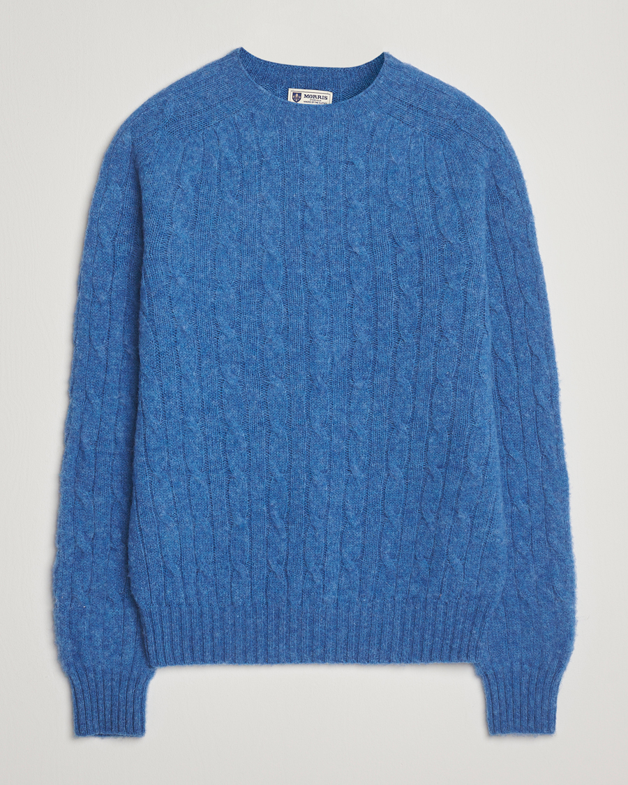 Herre | Trøjer | Morris | Brushed Cable Sweater Blue