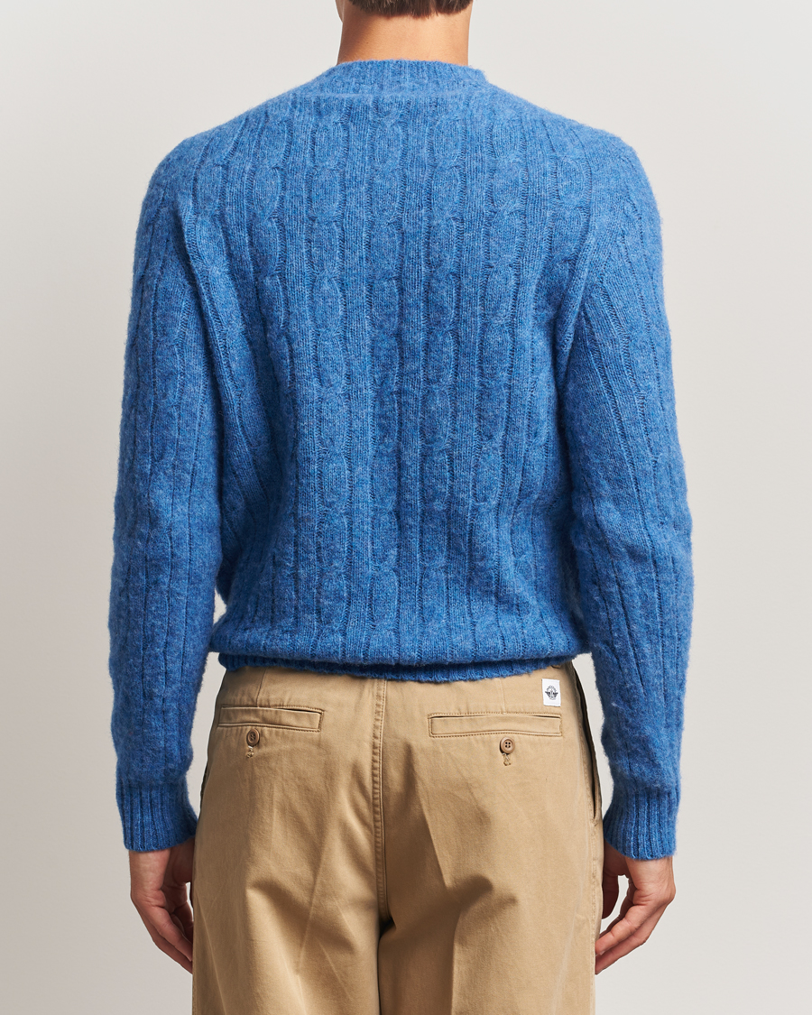 Herre | Trøjer | Morris | Brushed Cable Sweater Blue