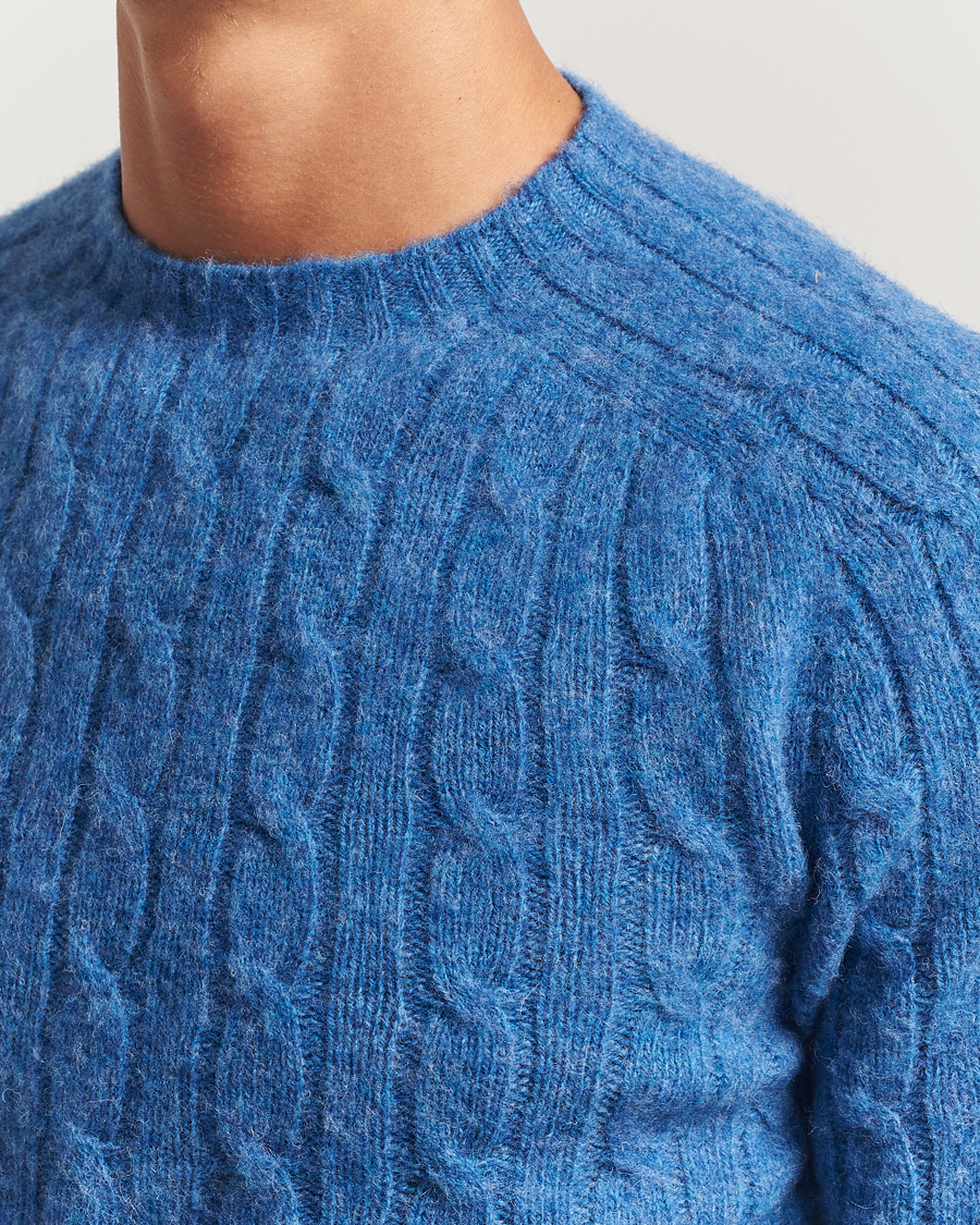 Herre | Trøjer | Morris | Brushed Cable Sweater Blue
