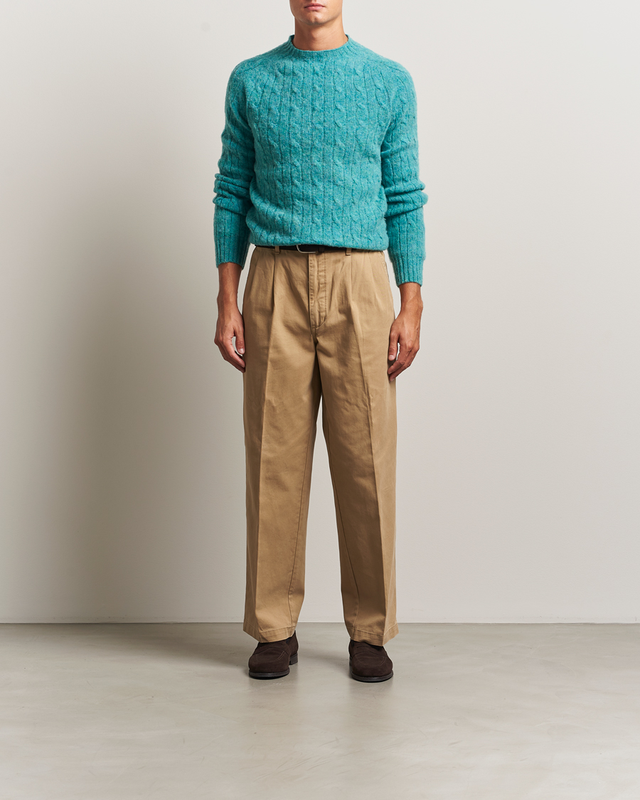 Herre | Trøjer | Morris | Brushed Cable Sweater Green