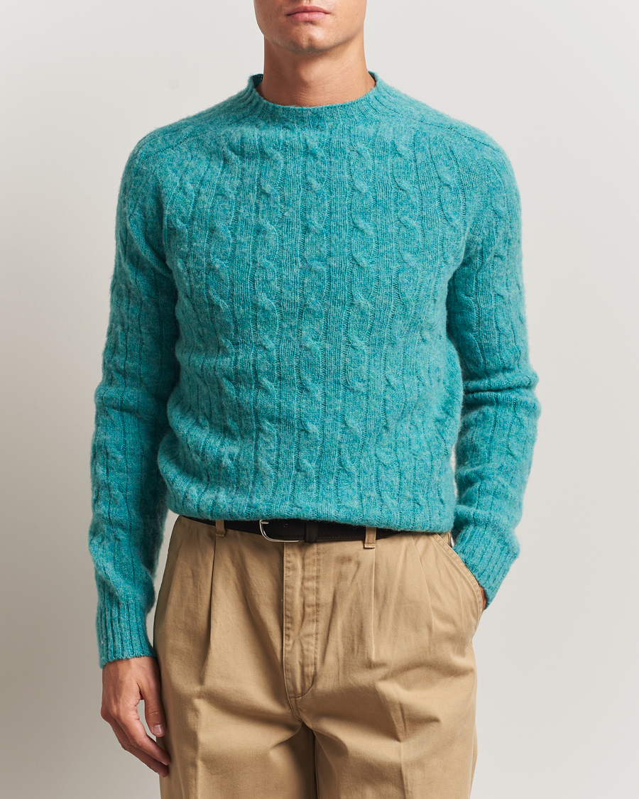 Herre | Trøjer | Morris | Brushed Cable Sweater Green
