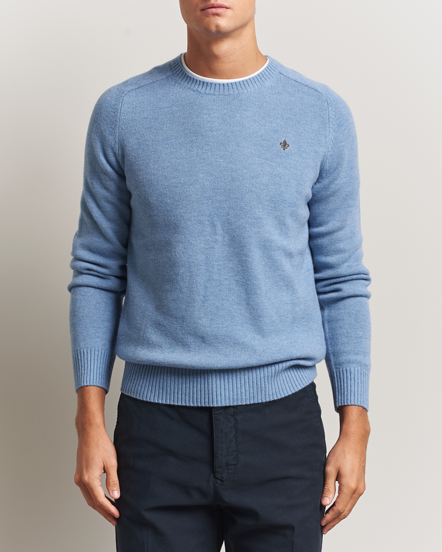 Herre | Trøjer | Morris | Hertford Lambswool Merino Crew Neck Light Blue
