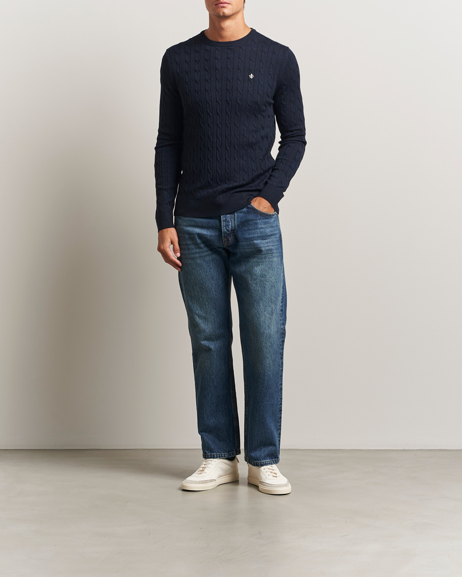 Herre | Trøjer | Morris | Merino Cable O-Neck Navy