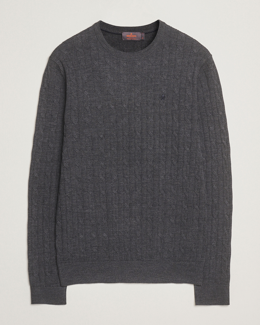Herre | Trøjer | Morris | Merino Cable O-Neck Grey
