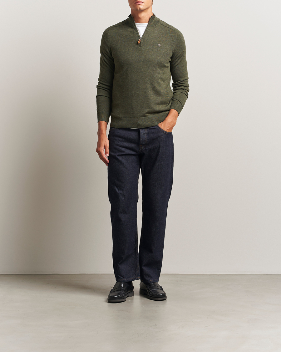 Herre | Trøjer | Morris | John Merino Half Zip Olive