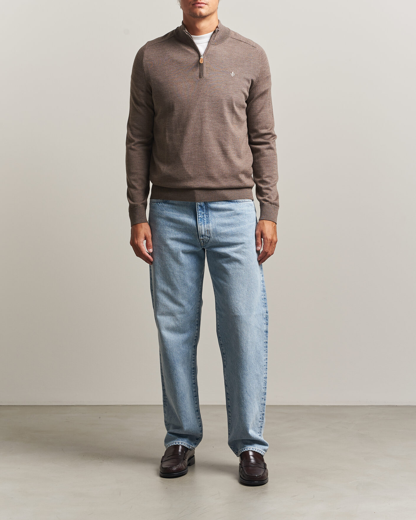 Herre | Trøjer | Morris | John Merino Half Zip Brown