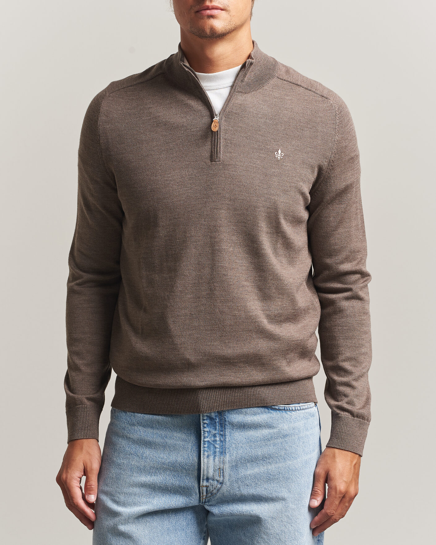 Herre | Trøjer | Morris | John Merino Half Zip Brown