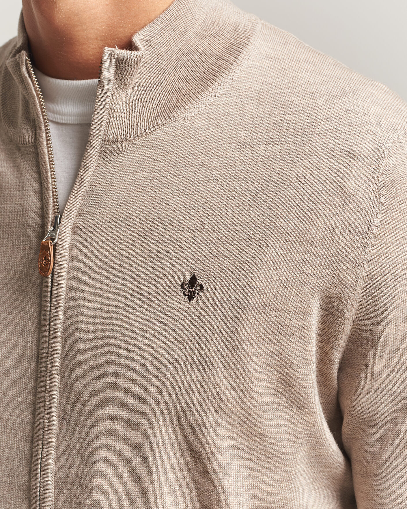 Herre | Trøjer | Morris | Merino Full Zip Cardigan Khaki