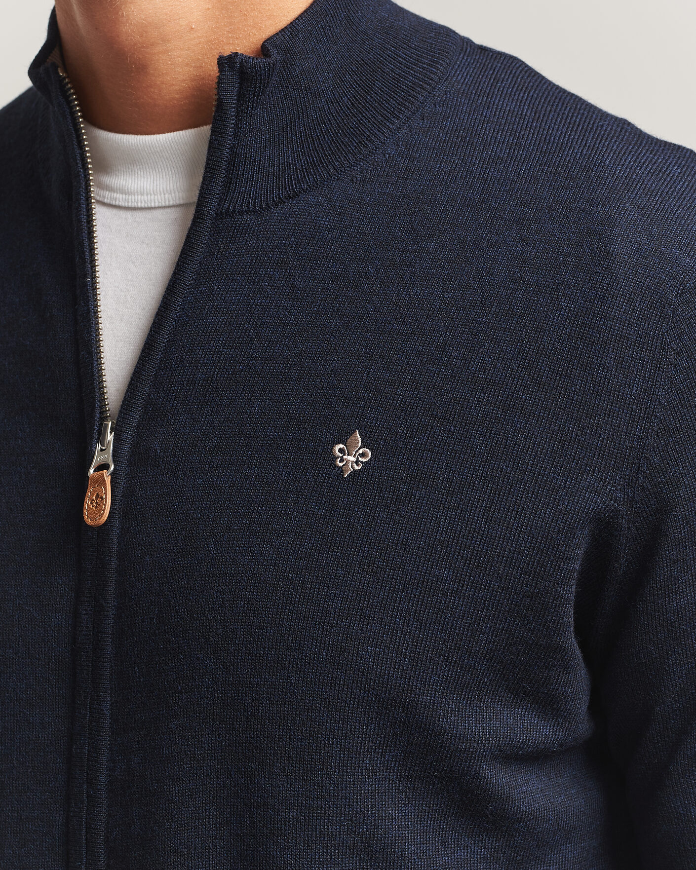 Herre | Trøjer | Morris | Merino Full Zip Cardigan Navy