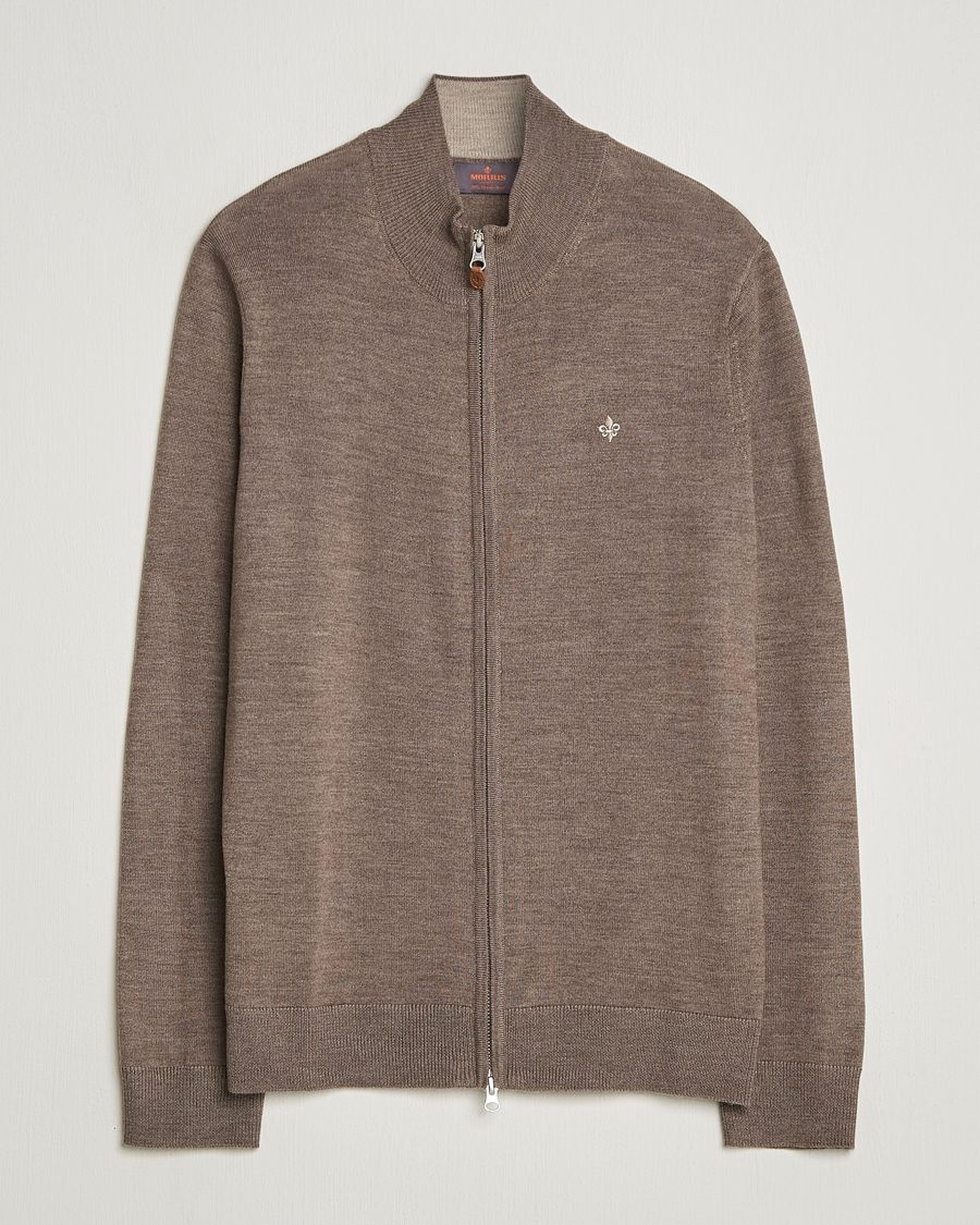 Herre | Trøjer | Morris | Merino Full Zip Cardigan Brown