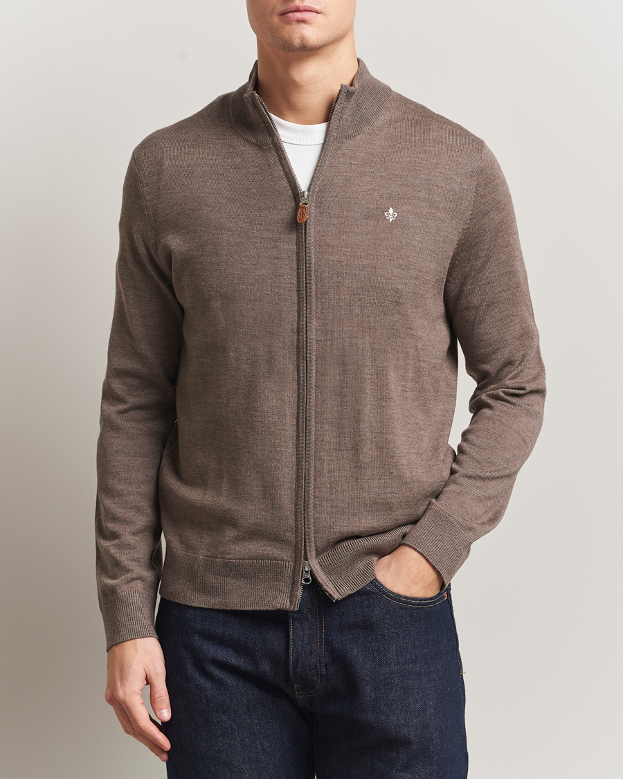 Herre | Trøjer | Morris | Merino Full Zip Cardigan Brown