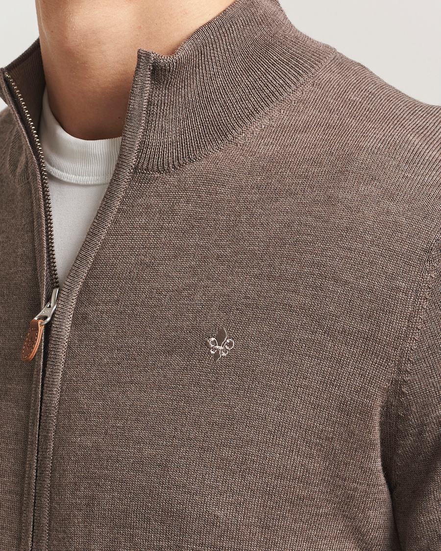 Herre | Trøjer | Morris | Merino Full Zip Cardigan Brown