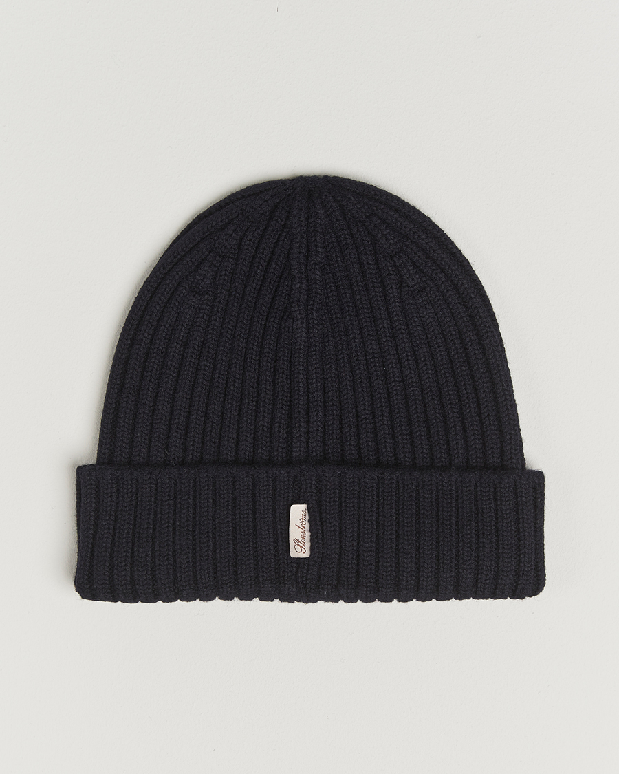 Herre | Huer | Stenströms | Rib Knitted Merino Beanie Navy