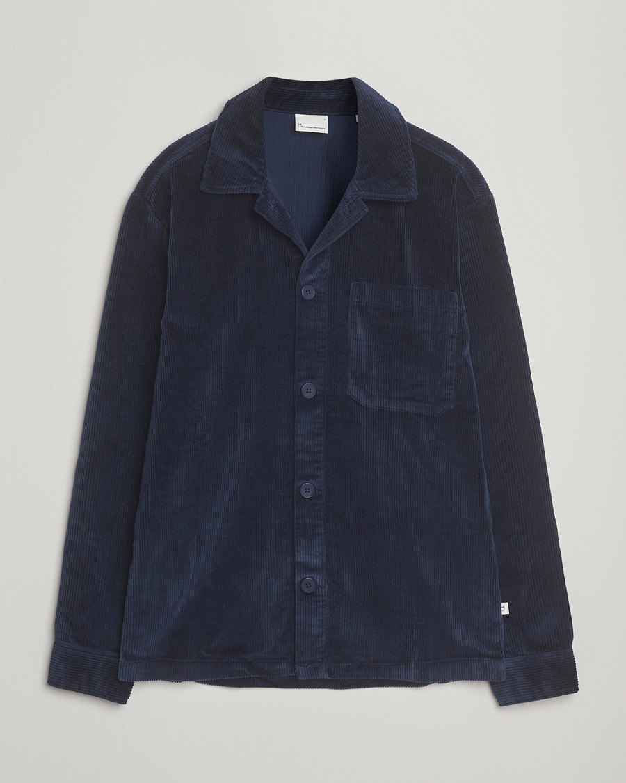 Herre | Skjorter | KnowledgeCotton Apparel | Cotton Corduroy Overshirt Night Sky