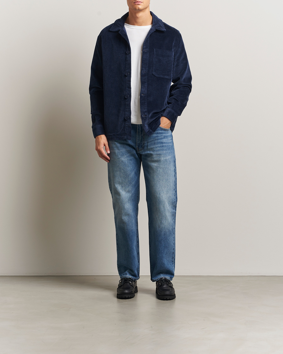 Herre | Skjorter | KnowledgeCotton Apparel | Cotton Corduroy Overshirt Night Sky