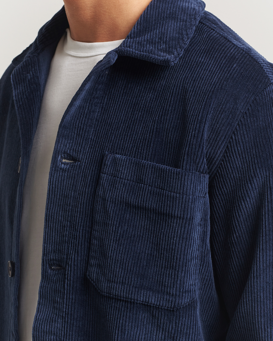 Herre | Skjorter | KnowledgeCotton Apparel | Cotton Corduroy Overshirt Night Sky