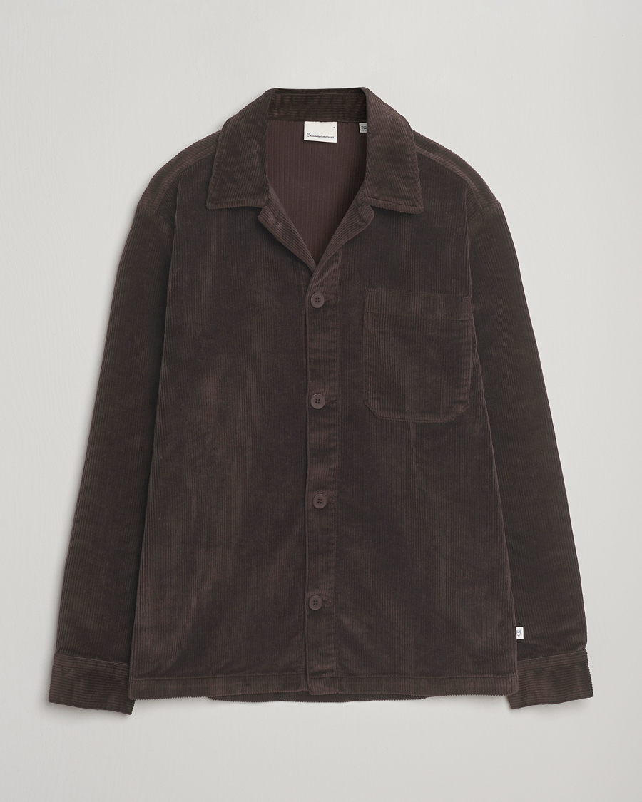 Herre | Skjorter | KnowledgeCotton Apparel | Cotton Corduroy Overshirt Chocolate