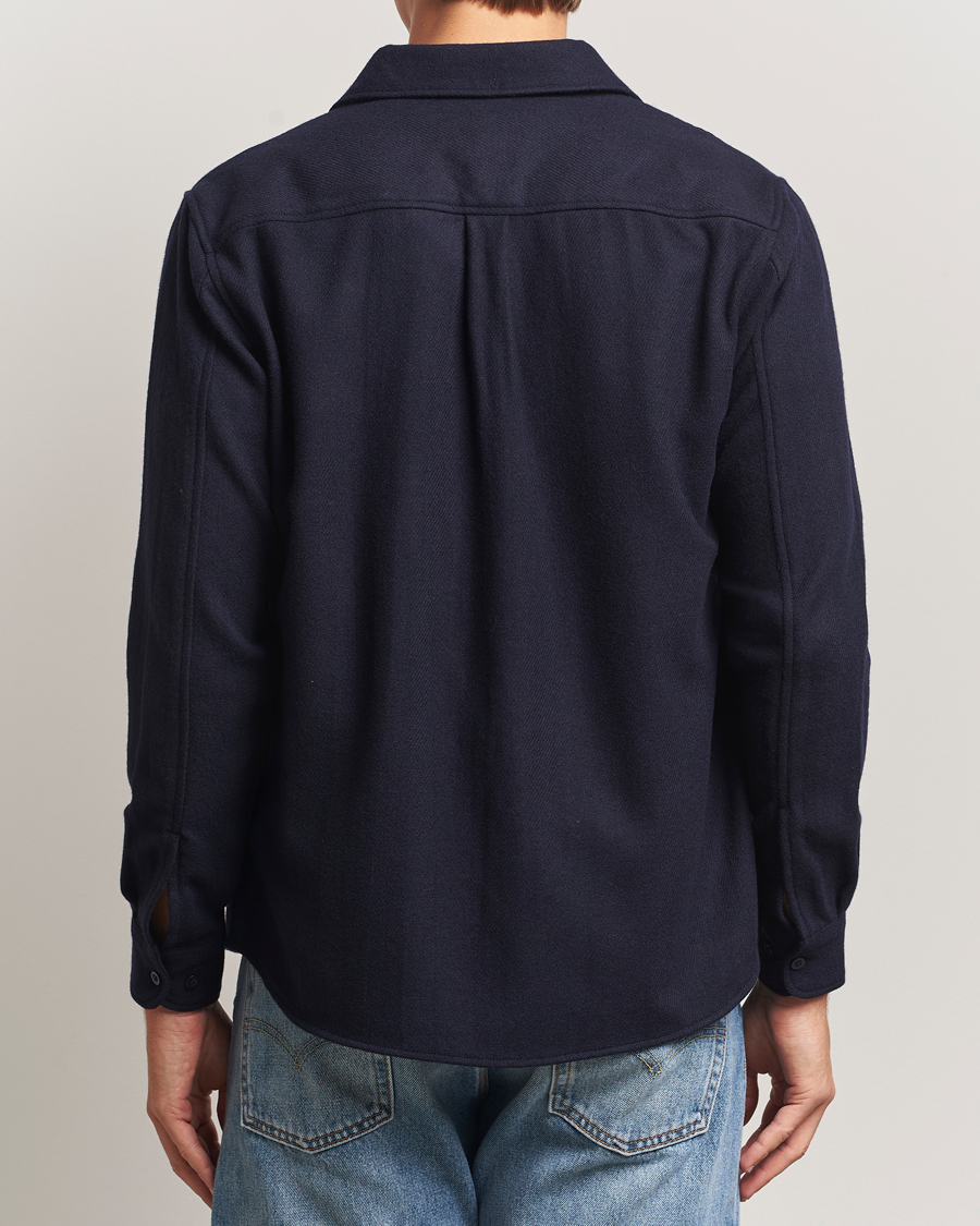 Herre | Skjorter | KnowledgeCotton Apparel | Merino Wool Overshirt Night Sky