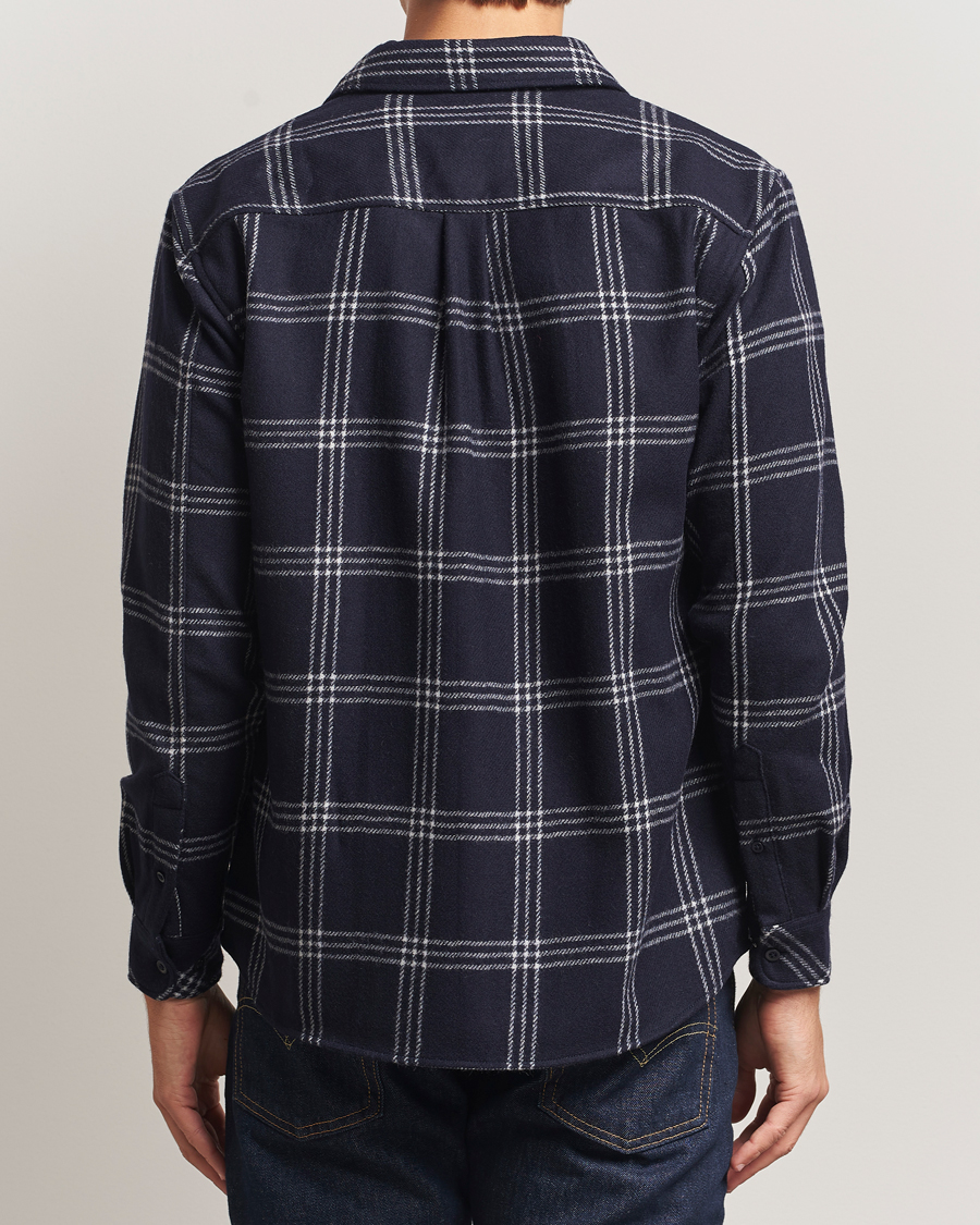 Herre | Skjorter | KnowledgeCotton Apparel | Merino Wool Check Overshirt Blue