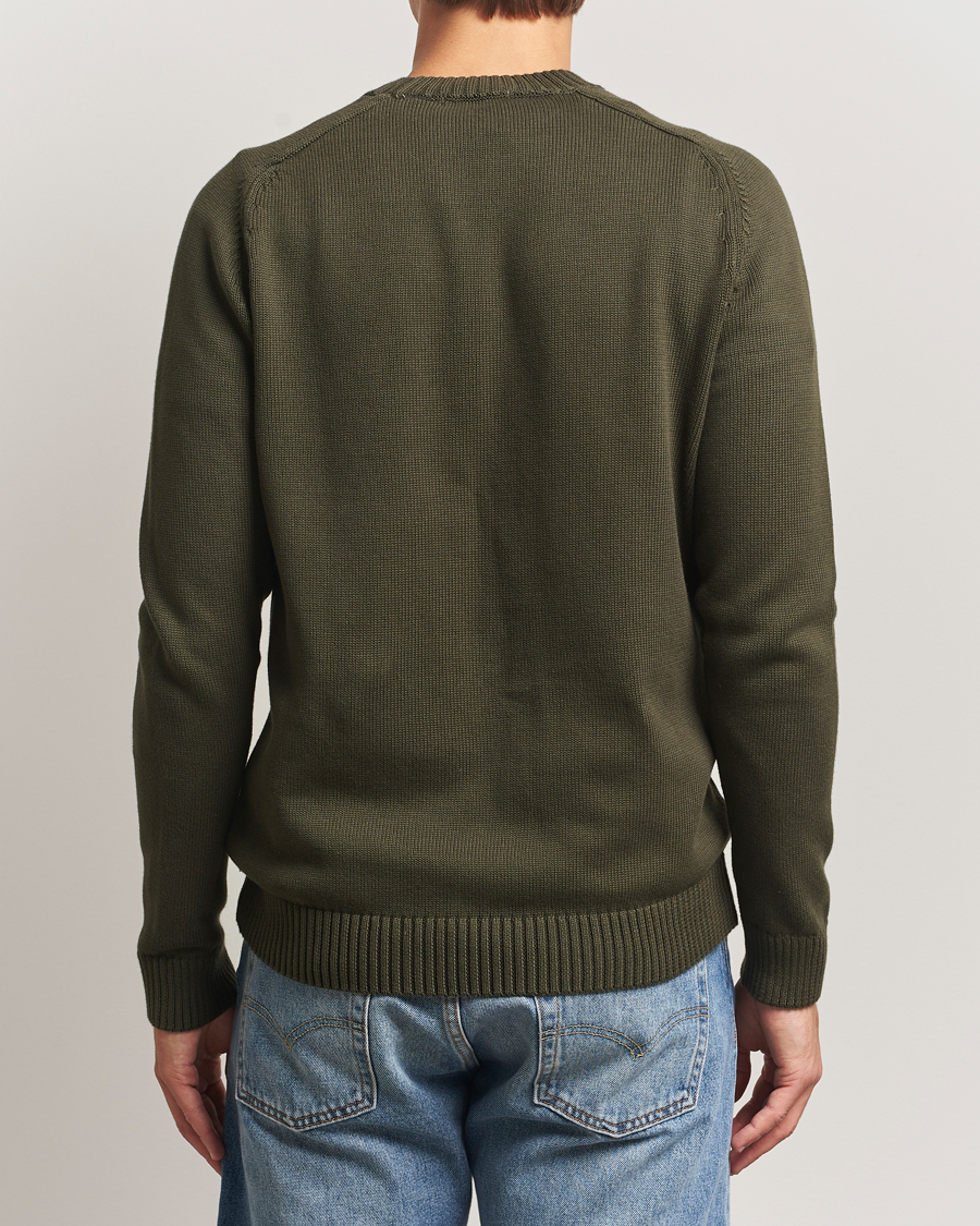 Herre | Trøjer | KnowledgeCotton Apparel | Plain Knitted Cotton Crewneck Forest Night