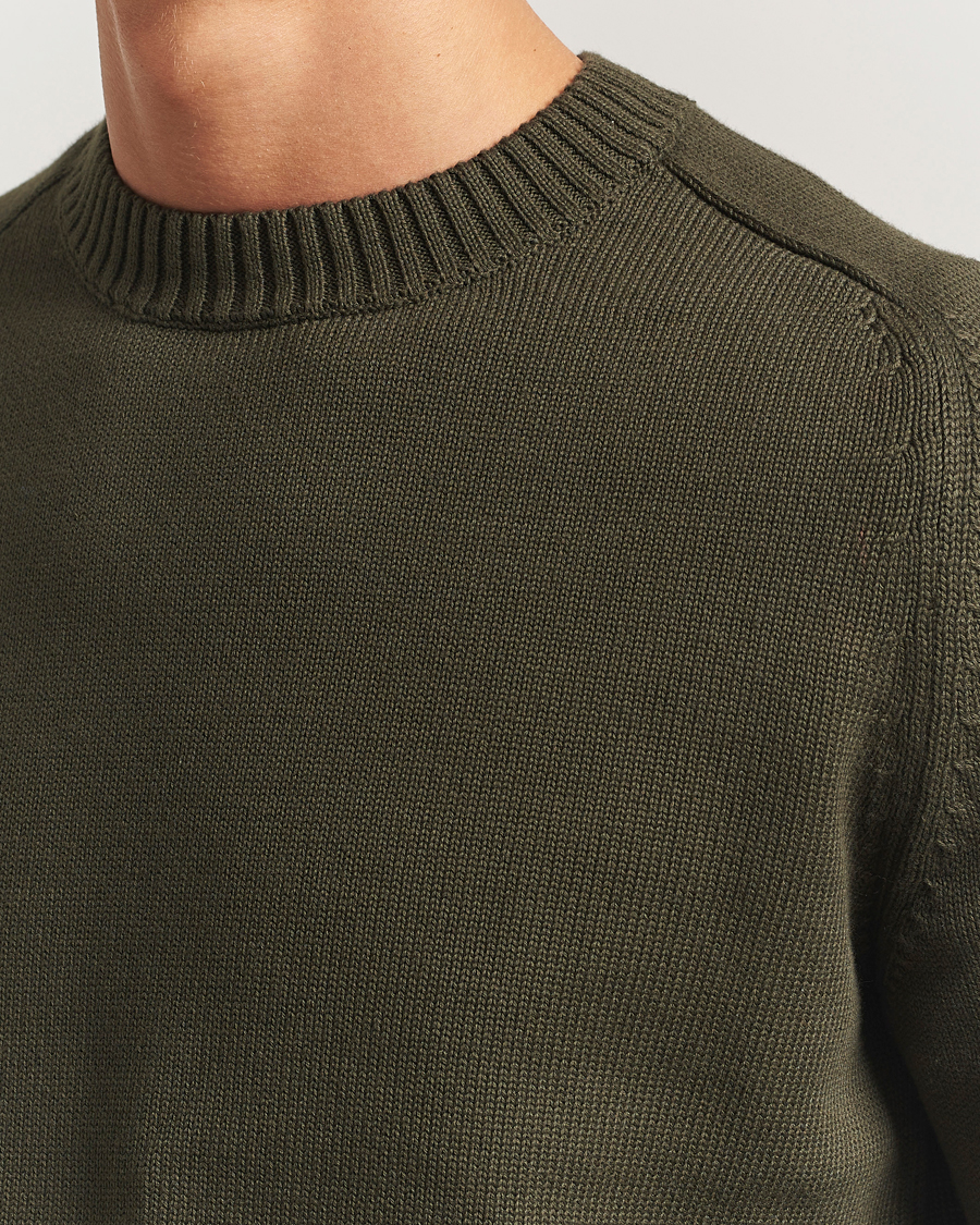 Herre | Trøjer | KnowledgeCotton Apparel | Plain Knitted Cotton Crewneck Forest Night