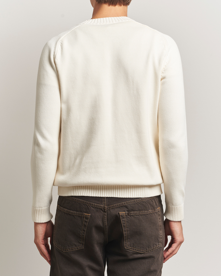 Herre | Trøjer | KnowledgeCotton Apparel | Plain Knitted Cotton Crewneck Egret