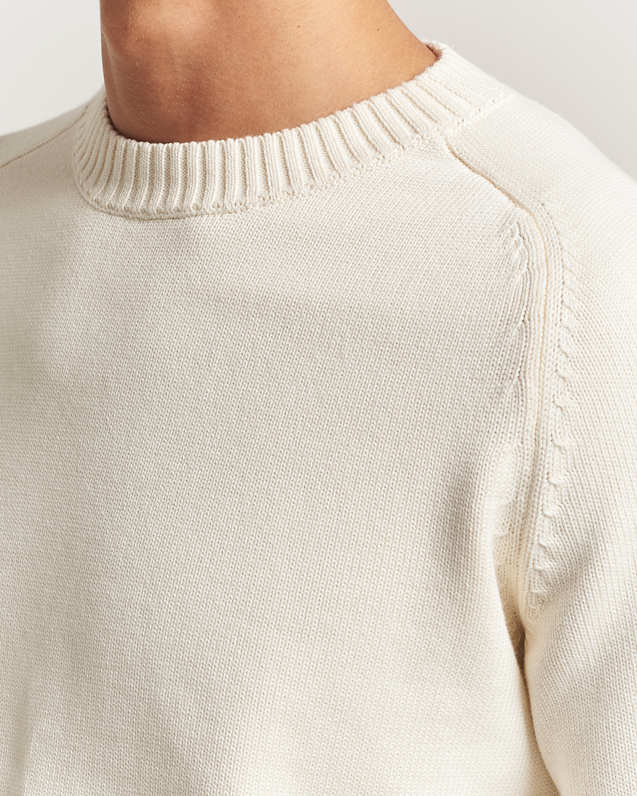Herre | Trøjer | KnowledgeCotton Apparel | Plain Knitted Cotton Crewneck Egret