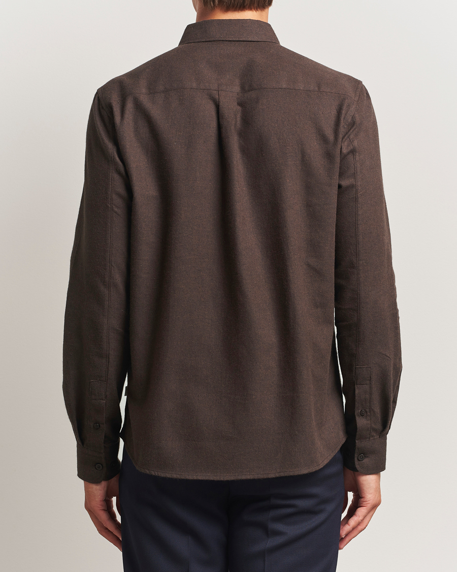 Herre | Skjorter | KnowledgeCotton Apparel | Regular Fit Melange Flannel Shirt Chocolate