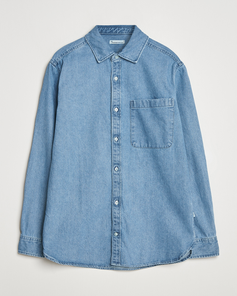Herre | Skjorter | KnowledgeCotton Apparel | Cotton Indigo Denim Shirt Light Blue