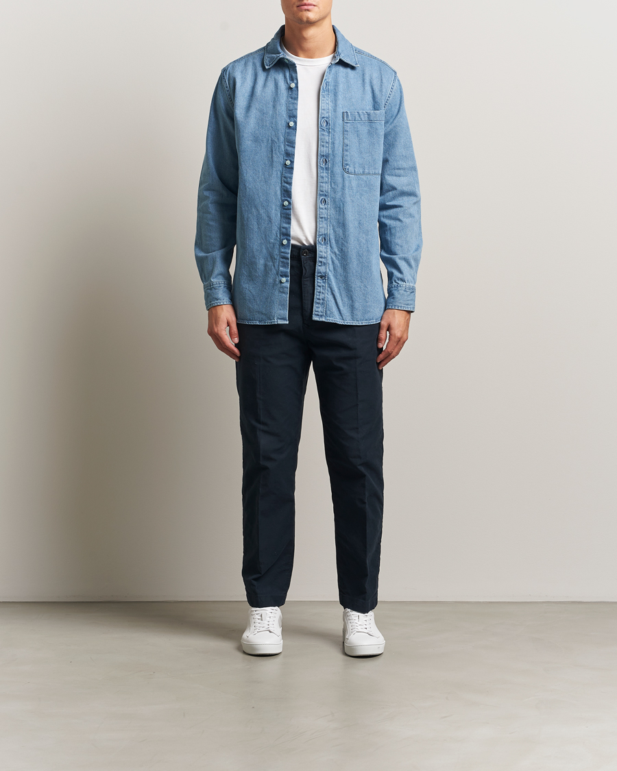 Herre | Skjorter | KnowledgeCotton Apparel | Cotton Indigo Denim Shirt Light Blue