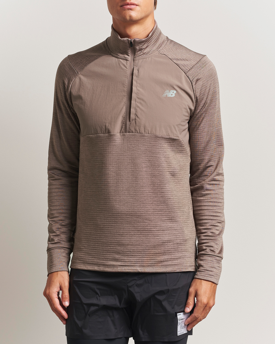 Herre | Trøjer | New Balance Running | Heat Grid Half Zip Earth Shadow Heather