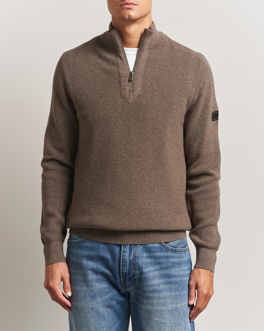 Herre | Trøjer | Barbour International | Crawley Wool/Cotton Half Zip Brindle