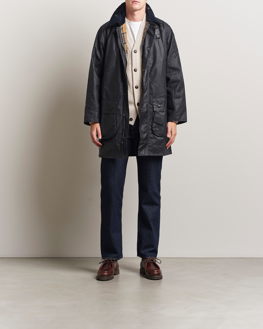 Herre | Jakker | Barbour Lifestyle | Border Wax Coat Navy
