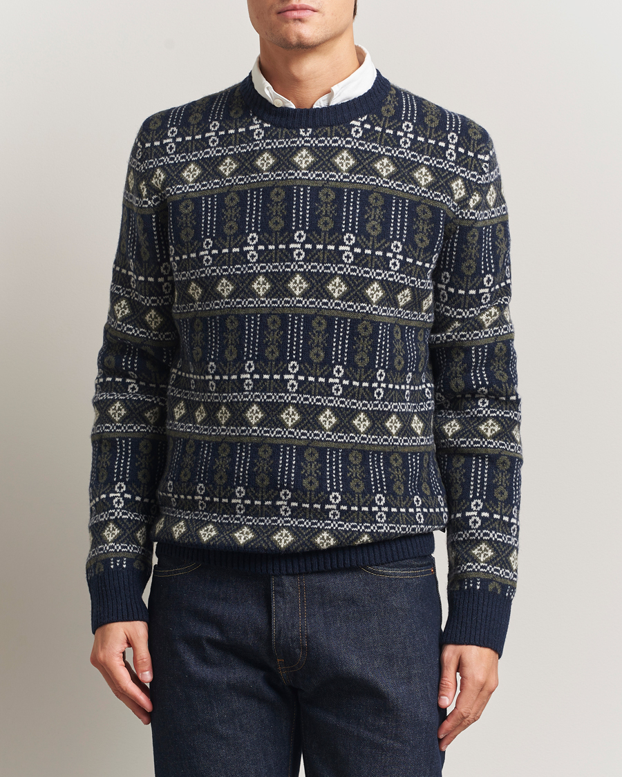 Herre | Trøjer | Barbour Lifestyle | Grangetown Fairisle Lambswool Crewneck Inky Blue