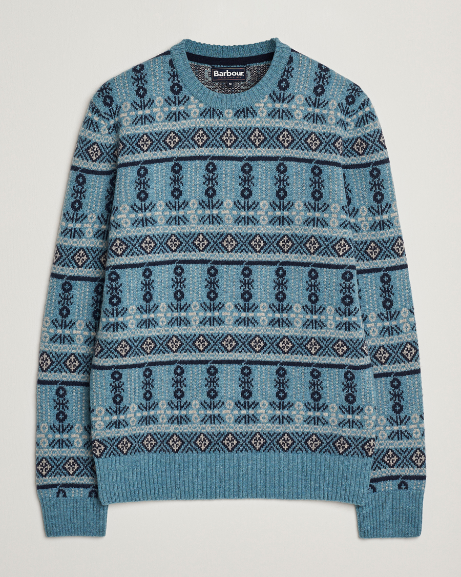 Herre | Trøjer | Barbour Lifestyle | Grangetown Fairisle Lambswool Crewneck Blue Stone