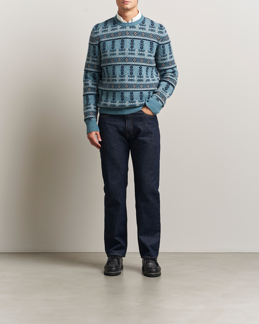 Herre | Trøjer | Barbour Lifestyle | Grangetown Fairisle Lambswool Crewneck Blue Stone