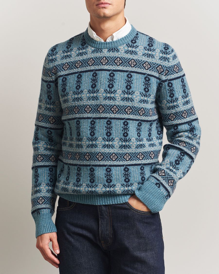 Herre | Trøjer | Barbour Lifestyle | Grangetown Fairisle Lambswool Crewneck Blue Stone