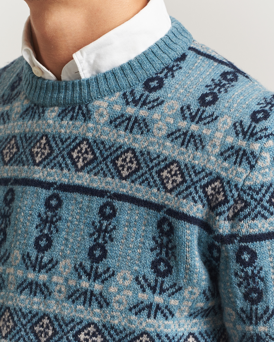 Herre | Trøjer | Barbour Lifestyle | Grangetown Fairisle Lambswool Crewneck Blue Stone