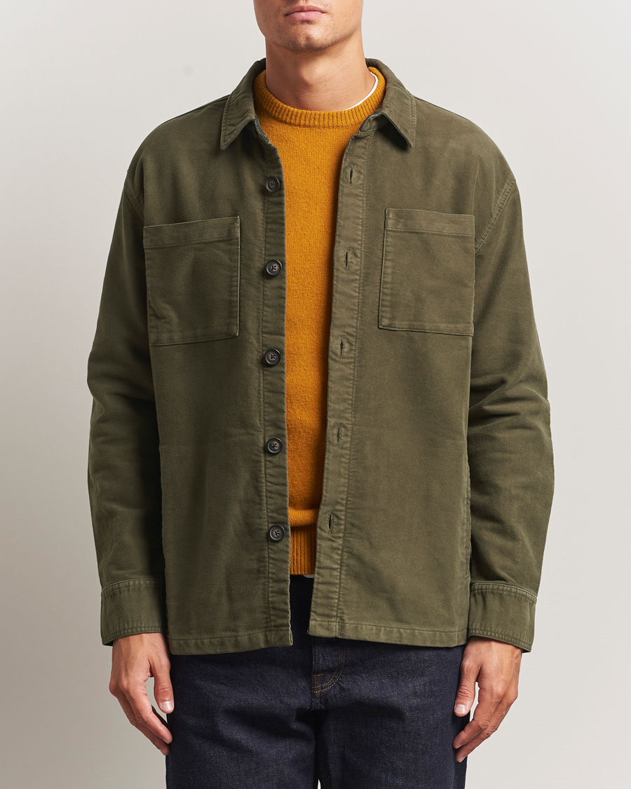 Herre | Skjorter | Barbour Lifestyle | Regular Moleskin Overshirt Dark Olive