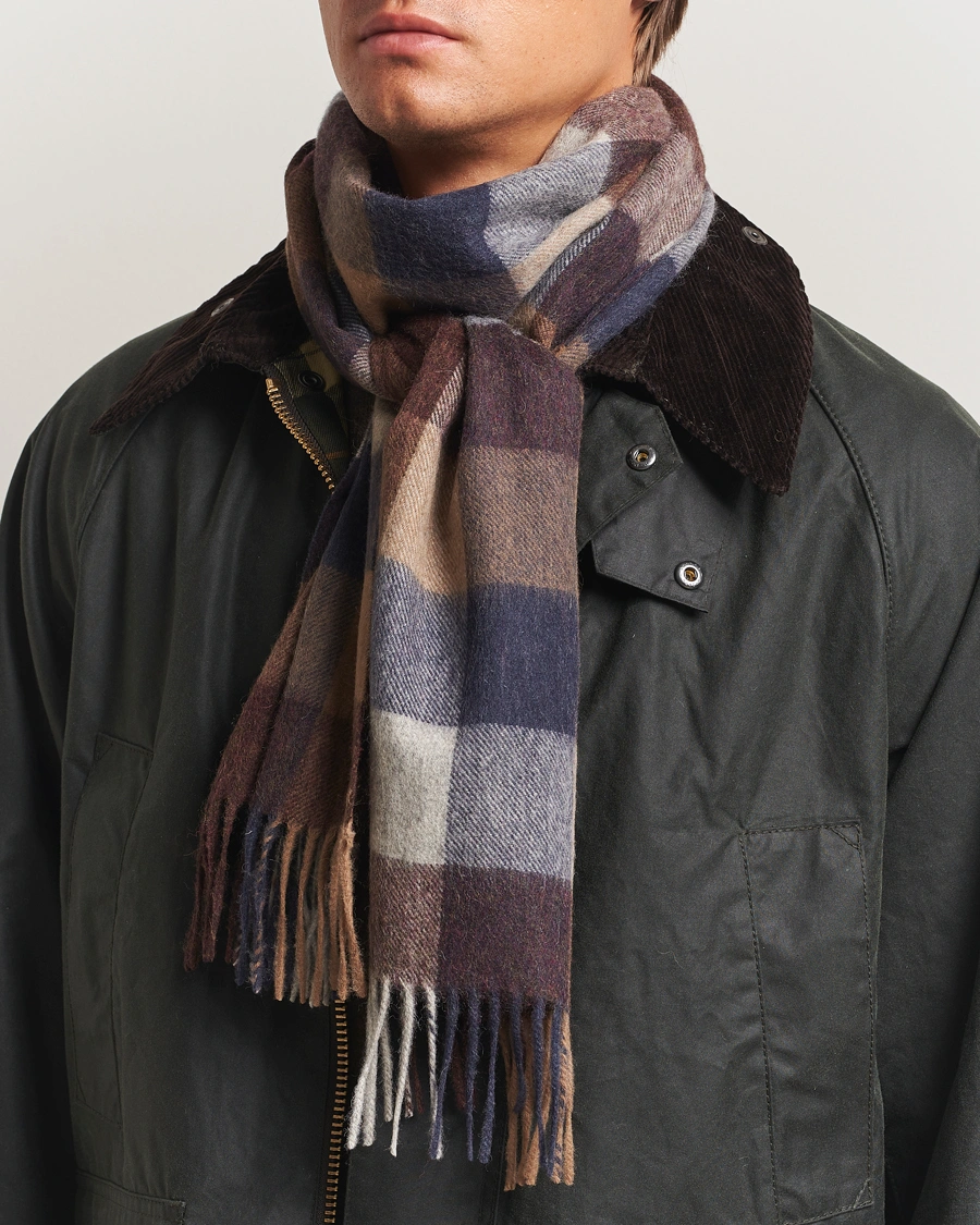 Herre | Halstørklæder | Barbour Lifestyle | Lambswool Tattersall Scarf Midnight Oak