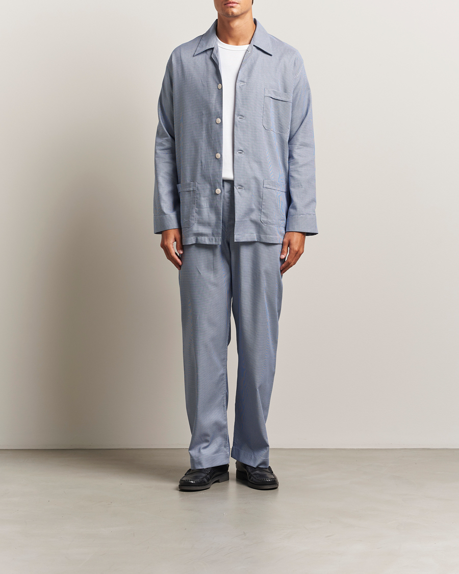 Herre | Pyjamas & Morgenkåber | Derek Rose | Checked Cotton Pyjama Set Navy