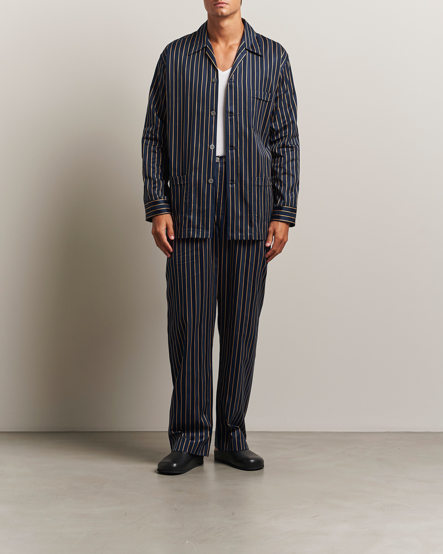 Herre | Pyjamas & Morgenkåber | Derek Rose | Striped Cotton Pyjama Set Navy