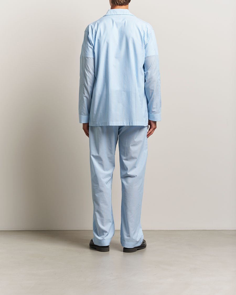 Herre | Pyjamas & Morgenkåber | Derek Rose | Striped Cotton Pyjama Set Light Blue