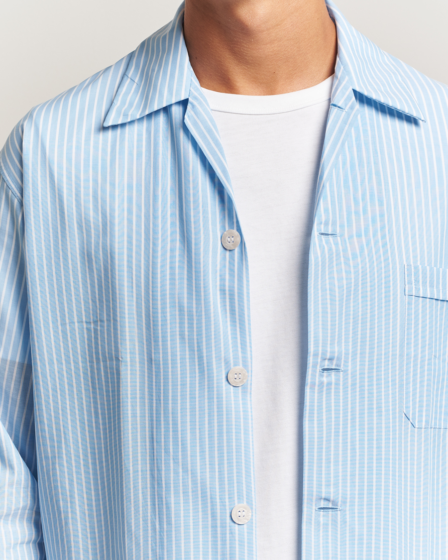 Herre | Pyjamas & Morgenkåber | Derek Rose | Striped Cotton Pyjama Set Light Blue