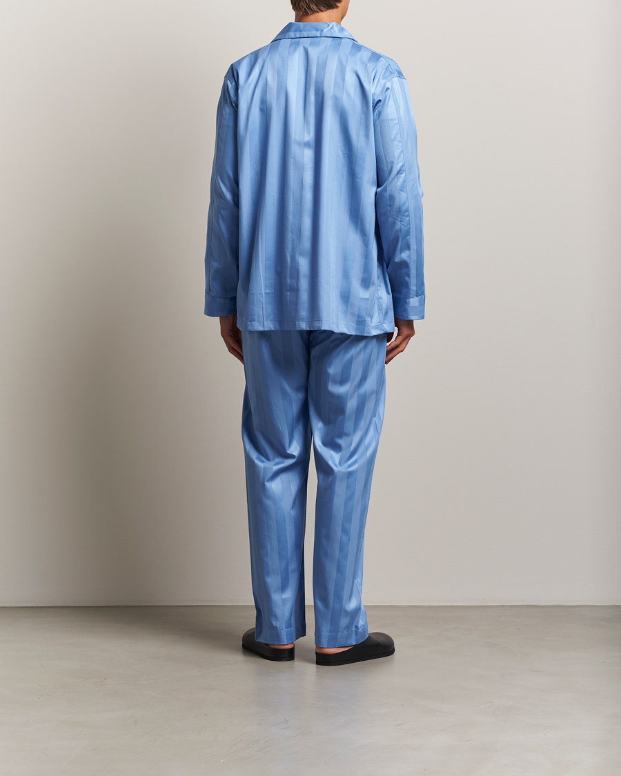 Herre | Pyjamas & Morgenkåber | Derek Rose | Striped Cotton Satin Pyjama Set French Blue