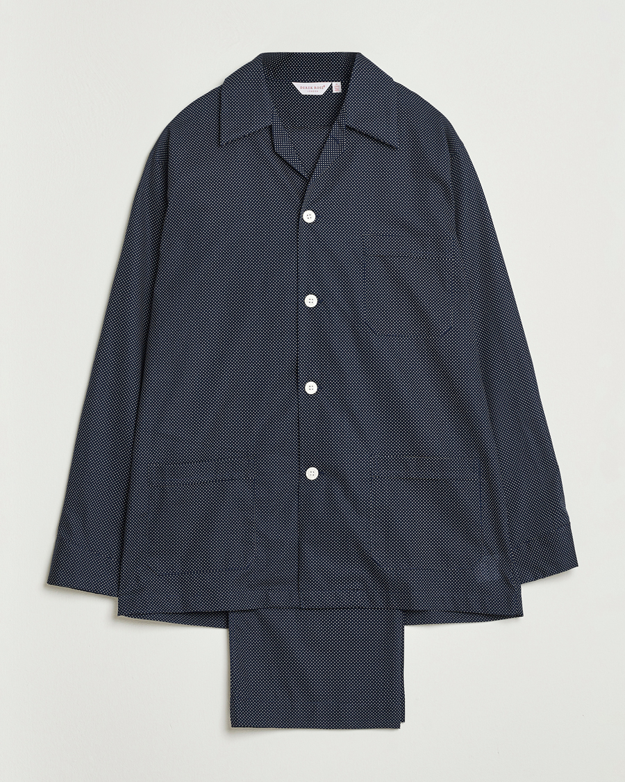 Herre | Pyjamas & Morgenkåber | Derek Rose | Printed Cotton Pyjama Set Navy