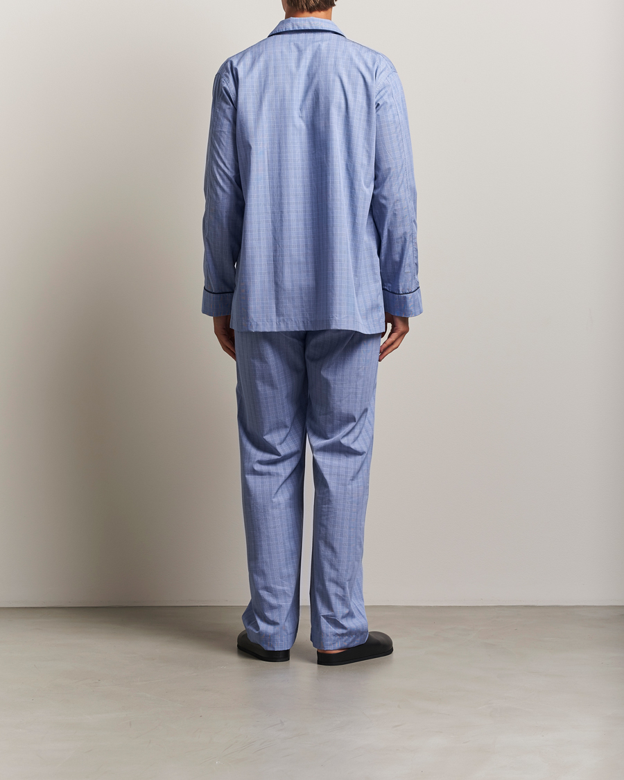 Herre | Pyjamas & Morgenkåber | Derek Rose | Piped Cotton Pyjama Set Light Blue