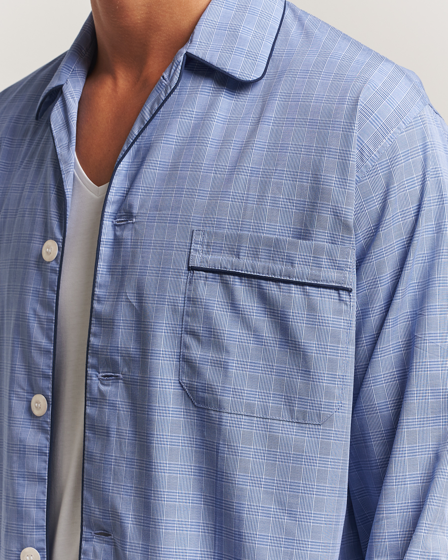 Herre | Pyjamas & Morgenkåber | Derek Rose | Piped Cotton Pyjama Set Light Blue