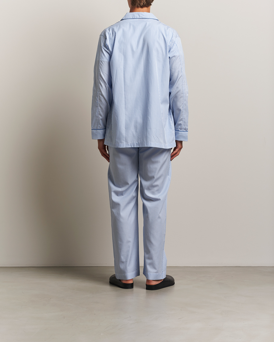 Herre | Pyjamas & Morgenkåber | Derek Rose | Striped Piped Cotton Pyjama Set Blue/White
