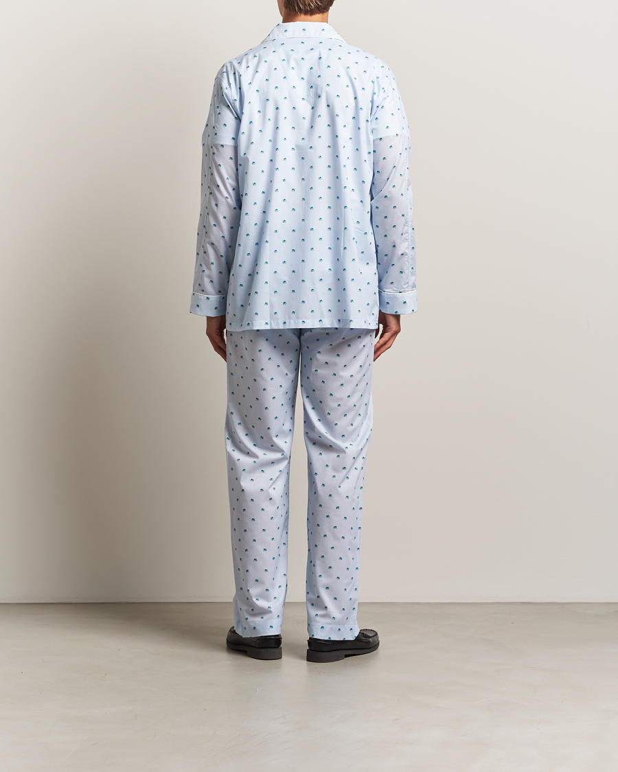 Herre | Pyjamas & Morgenkåber | Derek Rose | Printed Piped Cotton Pyjama Set Light Blue